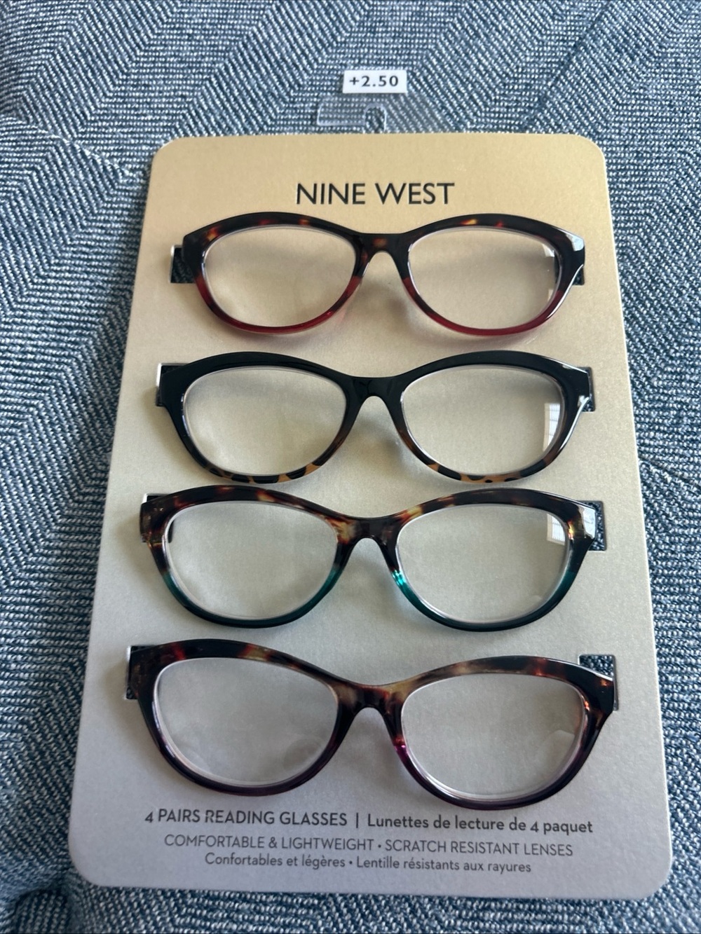 Nine West +2.50- 4 Pairs Reading Glasses